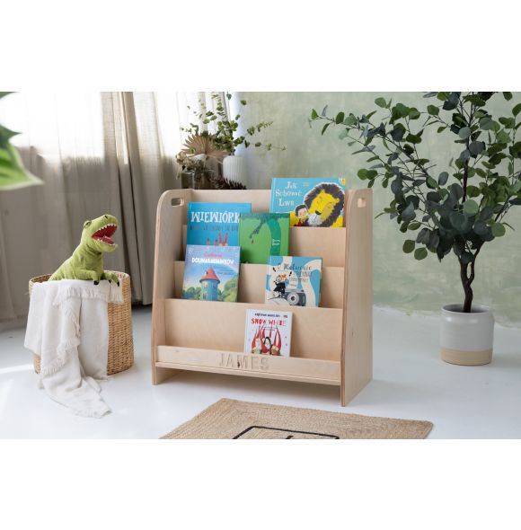 Montessori bookshelf, natural wood, 73 cm