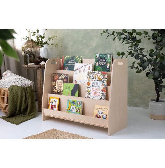 Montessori bookshelf, transparent varnish, 90cm