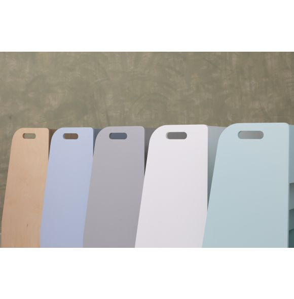 Low corner end shelf, blue