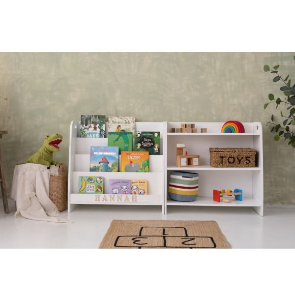 Set of two monetessori shelves, bookshelf and toy shelf-White-73cm