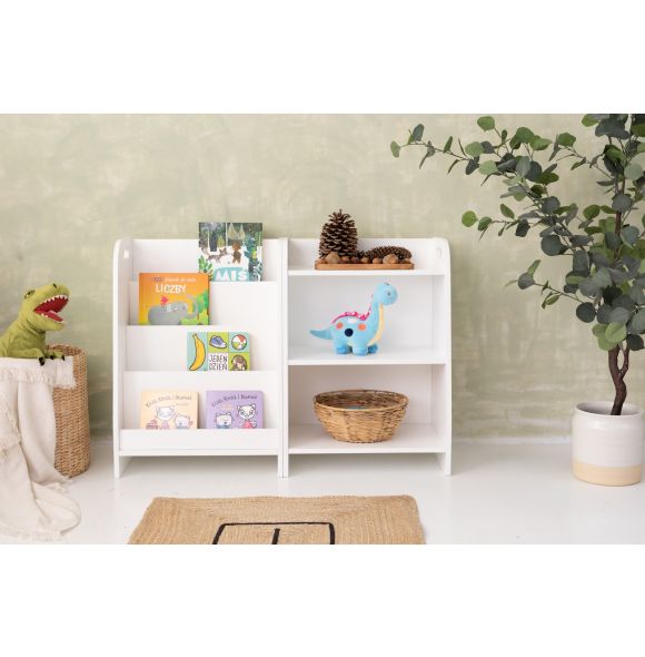 Set of two monetessori shelves, bookshelf and toy shelf-White-50cm