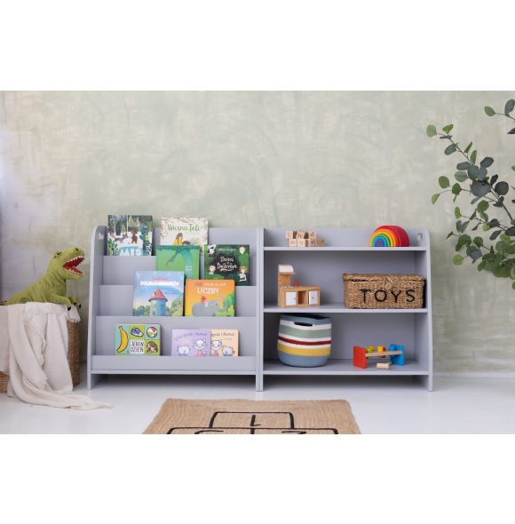 Set of two monetessori shelves, bookshelf and toy shelf-Grey-73cm