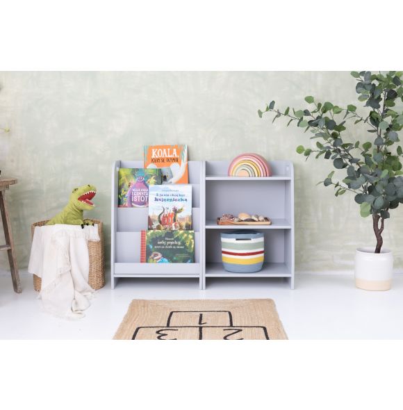 Set of two monetessori shelves, bookshelf and toy shelf-Grey-50cm