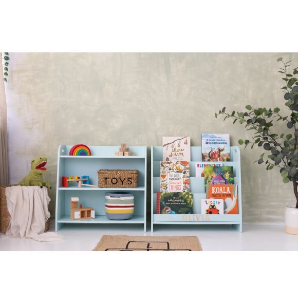 Set of two monetessori shelves, bookshelf and toy shelf-Mint-73cm