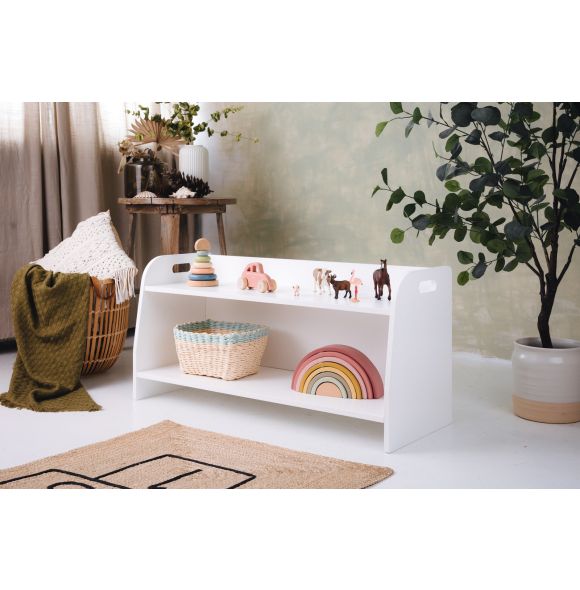 Small montessori toy shelf, white, 90 cm