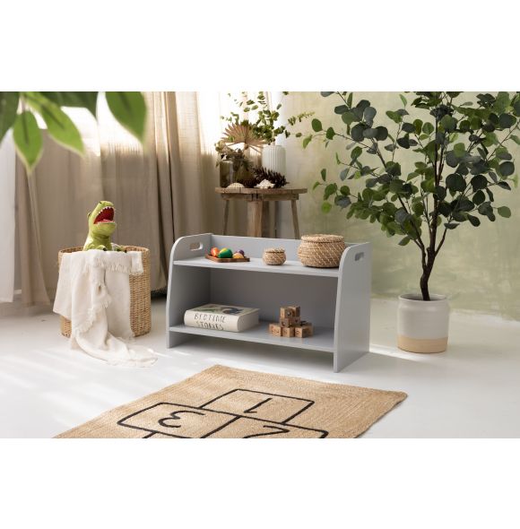 Small montessori toy shelf, grey, 73 cm