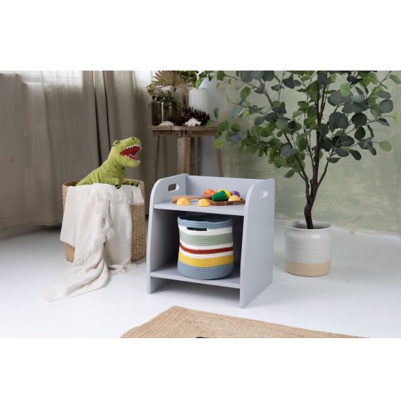 Small montessori toy shelf, grey, 40 cm