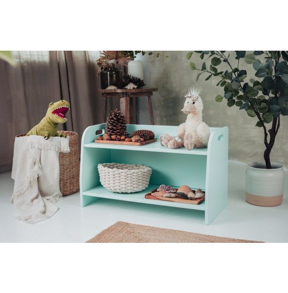 Small montessori toy shelf, mint, 73 cm