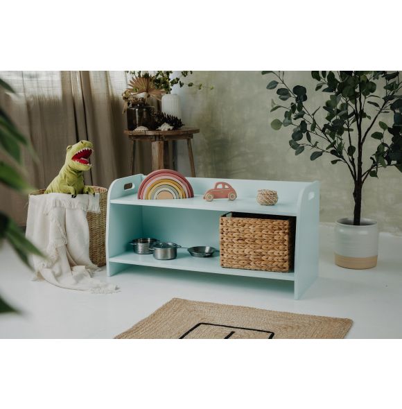 Small montessori toy shelf, mint, 90 cm