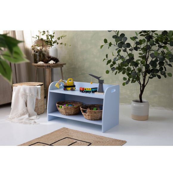 Small montessori toy shelf, blue, 73 cm