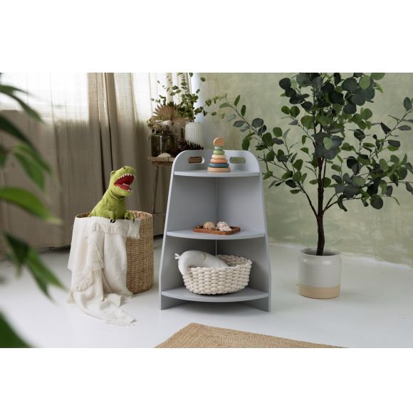 Corner end shelf, grey