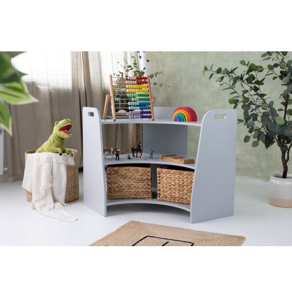 Corner toyshelf, grey